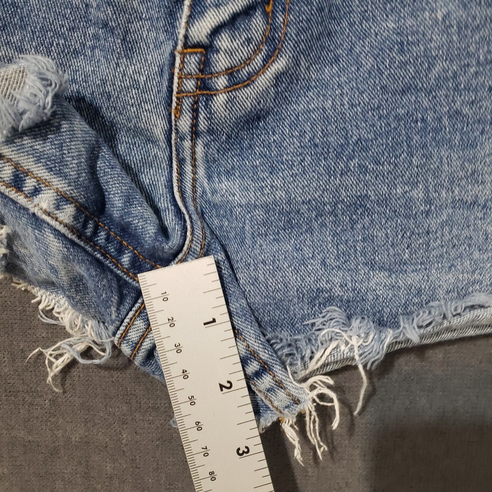 Bill Blass Denim Shorts Womens 8 Blue Great American Jean High Rise Raw Hem - Picture 5 of 8